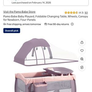 Pamo Babe Baby Playard with Canopy for girl new in box. One size.